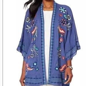 Embroidered Blue Kimono Cardigan - Johnny Was Vibes